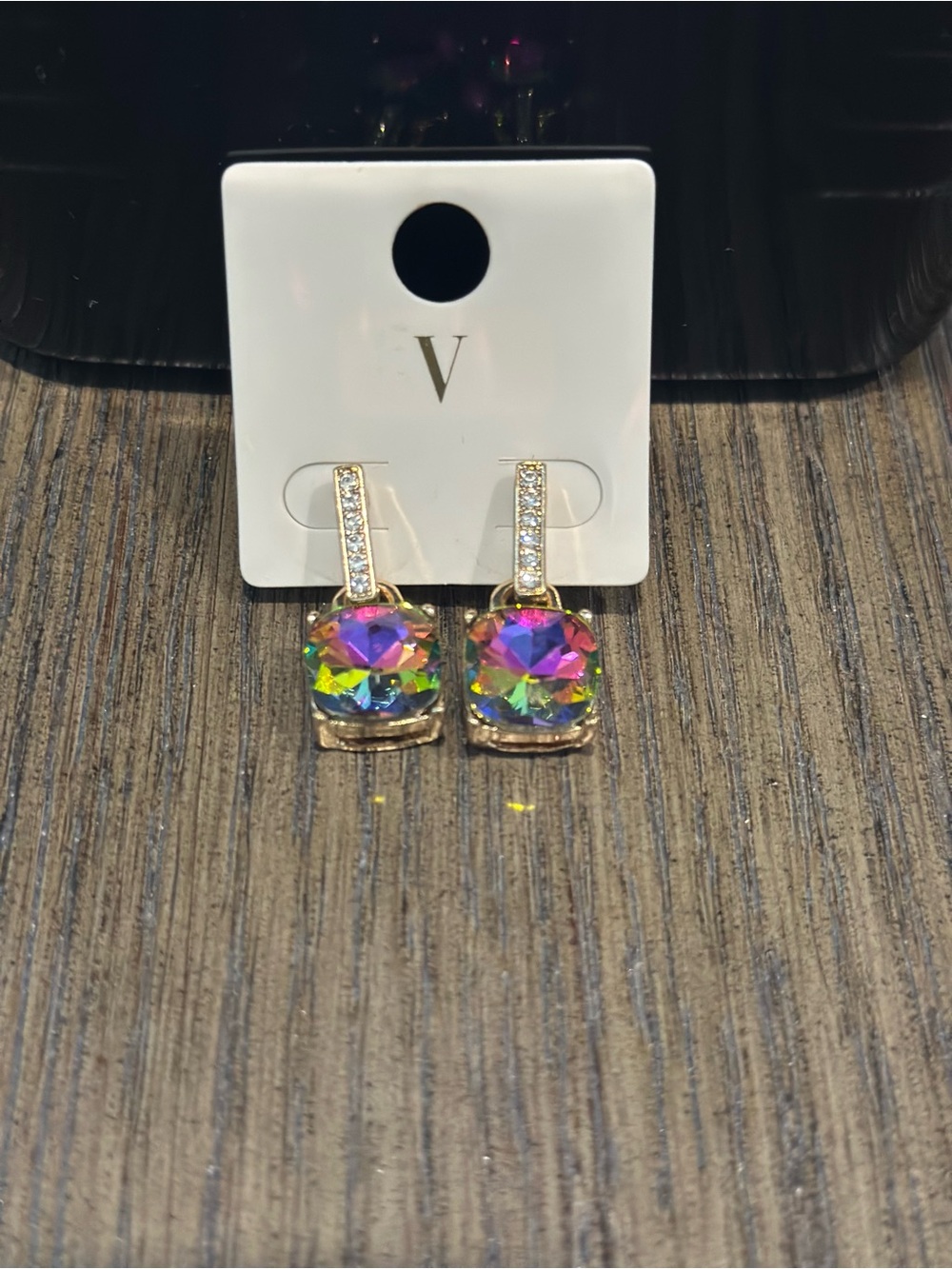 Multicolor Crystal Drop Earrings with Pavé Accents